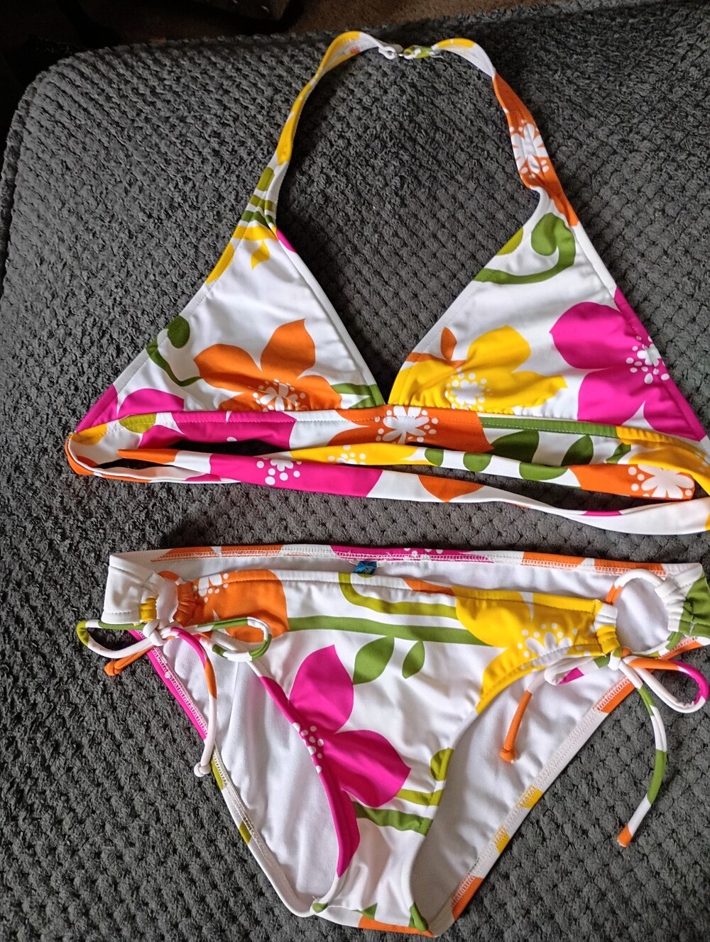 Womens Floral Halter Bikini Swimsuit - Bright Multi